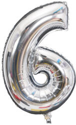 Flippy Balon din Folie Flippy, Cifra 6, 81 cm, Pentru Aer sau Heliu, Bulk, Argintiu (teo-126234)