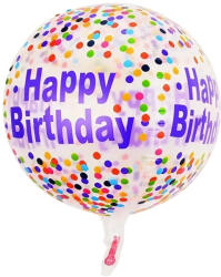 Flippy Balon din Folie Metalizata, Flippy, Figurine 4D, Model Happy Birthday, Tematica Aniversara Bombonele, 63x24 cm, Ambalaj Individual, Pai Inclus, Umflare cu Aer sau Heliu, Mov-Multicolor (teo-127299)