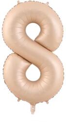 Flippy Balon din Folie Metalizata, Flippy, Figurina Cifra, Model 8, Tema Aniversare 100 cm, Ambalaj Individual, Pai Inclus, Umflare cu Aer sau Heliu, Crem (teo-131283)