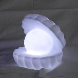 Flippy Lampa de Veghe, Flippy, Model Scoica cu Perla, Lumina Calda, 10 x 8.5 cm, Led, Baterii Incluse 3 x LR44, Alb (TEO-134174)