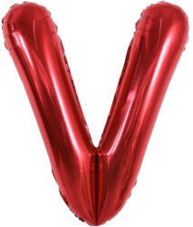Flippy Balon Folie Metalizata Litera V, Flippy, 40 cm, Umflati cu Heliu sau Aer, Ambalaj Individual, Pai inclus, Rosu (teo-129398)