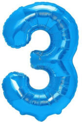 Flippy Balon din Folie Metalizata, Flippy, Figurina Cifra, Tema Aniversare 100 cm, Ambalaj Individual, Pai inclus, Umflare cu Aer sau Heliu, Albastru, Cifra 3 (teo-127079)