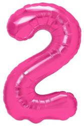 Flippy Balon din Folie Metalizata Flippy, Figurina Cifra, Tema Aniversare 80 cm, Ambalaj Individual, Pai inclus, Umflare cu Aer sau Heliu, Roz, Cifra 2 (teo-130608)