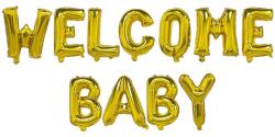 Flippy Set Baloane din Folie Metalizata, Flippy, Model Welcome Baby, Litere de 40 cm, Baloane Party, Ambalaj Individual, Pai, Ata si Adeziv Incluse, Umflare cu Aer sau Heliu, Auriu (teo-127470)