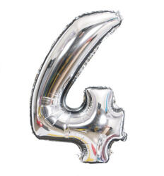 Flippy Balon din Folie Flippy, Cifra 4, 81 cm, Pentru Aer sau Heliu, Bulk, Argintiu (teo-126205)