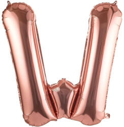 Flippy Balon Folie Metalizata Litera W, Flippy, 80 cm, Umflati cu Heliu sau Aer, Ambalaj Individual, Pai inclus, Rose Gold (TEO-129503)