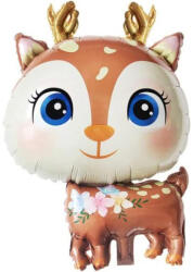 Flippy Balon din Folie Metalizata, Flippy, Mini Figurine, Model Cerb, Tematica Aniversare, 49x74.5 cm, Ambalaj Individual, Pai Inclus, Umflare cu Aer sau Heliu, Maro (teo-127465)