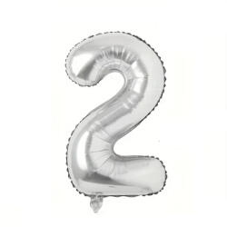 Flippy Balon din Folie Flippy, Cifra 2, 81 cm, Pentru Aer sau Heliu, Bulk, Argintiu (teo-126187)