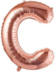 Flippy Balon Folie Metalizata Litera C, Flippy, 80 cm, Umflati cu Heliu sau Aer, Ambalaj Individual, Pai inclus, Rose Gold (teo-129483)