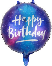 Flippy Balon din Folie Metalizata, Flippy, Mini Figurina Rotunda, Model Cer Instelat, Happy Birthday, Tematica Aniversare, 45 cm, Ambalaj Individual, Pai Inclus, Umflare cu Aer sau Heliu, Multicolor (teo-127
