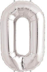 Flippy Balon din Folie Flippy, Cifra 0, 81 cm, Pentru Aer sau Heliu, Bulk, Argintiu (teo-126180)