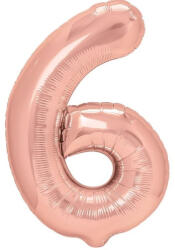 Flippy Balon din Folie Metalizata Flippy, Figurina Cifra, Tema Aniversare 100 cm, Ambalaj Individual, Pai inclus, Umflare cu Aer sau Heliu, Coral, Rose, Cifra 6 (teo-127062)