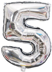 Flippy Balon din Folie Flippy, Cifra 5, 81 cm, Pentru Aer sau Heliu, Bulk, Argintiu (teo-126209)
