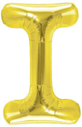 Flippy Balon Folie Metalizata Litera I, Flippy, 40 cm, Umflati cu Heliu sau Aer, Ambalaj Individual, Pai inclus, Auriu (teo-127197)