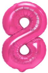Flippy Balon din Folie Metalizata Flippy, Figurina Cifra, Tema Aniversare 80 cm, Ambalaj Individual, Pai inclus, Umflare cu Aer sau Heliu, Roz, Cifra 8 (teo-130614)