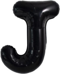 Flippy Balon Folie Metalizata Litera J, Flippy, 40 cm, Umflati cu Heliu sau Aer, Ambalaj Individual, Pai inclus, Negru (teo-129360)