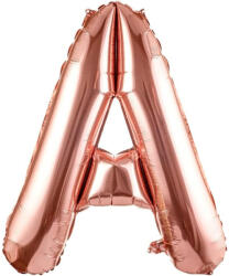 Flippy Balon Folie Metalizata Litera A, Flippy, 100 cm, Umflati cu Heliu sau Aer, Ambalaj Individual, Pai inclus, Rose Gold (teo-129403)