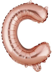 Flippy Balon Folie Metalizata Litera C, Flippy, 40 cm, Umflati cu Heliu sau Aer, Ambalaj Individual, Pai inclus, Rose Gold (teo-127243)