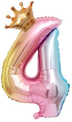 Flippy Balon din Folie Metalizata, Flippy, Figurina Cifra Gradient, Tema Aniversare 80 cm, Ambalaj Individual, Pai inclus, Umflare cu Aer sau Heliu, Coronita, Cifra 4 (teo-127157)