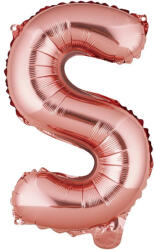 Flippy Balon Folie Metalizata Litera S, Flippy, 40 cm, Umflati cu Heliu sau Aer, Ambalaj Individual, Pai inclus, Rose Gold (teo-127259)