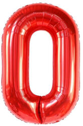 Flippy Balon din Folie Metalizata Flippy, Figurina Cifra, Tema Aniversare 40 cm, Ambalaj Individual, Pai inclus, Umflare cu Aer sau Heliu, Rosu, Cifra 0 (teo-129166)
