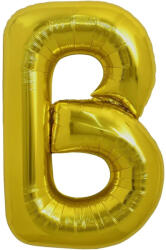 Flippy Balon Folie Metalizata Litera B, Flippy, 80 cm, Umflati cu Heliu sau Aer, Ambalaj Individual, Pai inclus, Auriu (teo-129430)