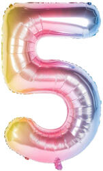 Flippy Balon din Folie Metalizata Gradient Flippy, Figurina Cifra, Tema Aniversare 100 cm, Ambalaj Individual, Pai inclus, Umflare cu Aer sau Heliu, Multicolor, Cifra 5 (teo-127091)