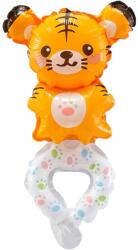 Flippy Balon din Folie Metalizata, Flippy, Figurine Animalute, Tip Bratara, Model Tigru, 17x34 cm, Ambalaj Individual, Pai Inclus, Umflare cu Aer sau Heliu, Maro (teo-131195)