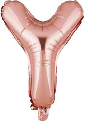 Flippy Balon Folie Metalizata Litera Y, Flippy, 40 cm, Umflati cu Heliu sau Aer, Ambalaj Individual, Pai inclus, Rose Gold (teo-127265)