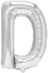 Flippy Balon Folie Metalizata Litera D, Flippy, 40 cm, Umflati cu Heliu sau Aer, Ambalaj Individual, Pai inclus, Argintiu (teo-127218)
