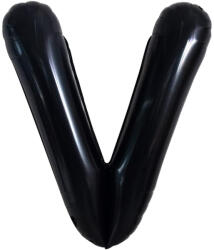 Flippy Balon Folie Metalizata Litera V, Flippy, 40 cm, Umflati cu Heliu sau Aer, Ambalaj Individual, Pai inclus, Negru (teo-129372)