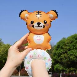 Flippy Balon din Folie Metalizata, Flippy, Figurine Animalute, Tip Bratara, Model Tigru, Ambalaj Individual, Pai Inclus, Umflare cu Aer sau Heliu, Portocaliu (teo-133950)