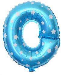 Flippy Balon Folie Metalizata Litera O, Flippy, 40 cm, Cu Imprimeu Stelute, Umflati cu Heliu sau Aer, Ambalaj Individual, Pai inclus, Albastru (teo-129573)