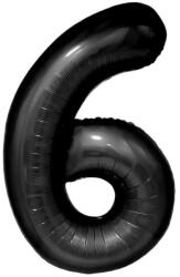 Flippy Balon din Folie Metalizata, Flippy, Figurina Cifra, Tema Aniversare 80 cm, Ambalaj Individual, Pai inclus, Umflare cu Aer sau Heliu, Negru, Cifra 6 (teo-129152)