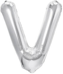 Flippy Balon Folie Metalizata Litera V, Flippy, 40 cm, Umflati cu Heliu sau Aer, Ambalaj Individual, Pai inclus, Argintiu (teo-127236)