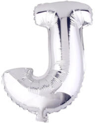 Flippy Balon Folie Metalizata Litera J, Flippy, 80 cm, Umflati cu Heliu sau Aer, Ambalaj Individual, Pai inclus, Argintiu (teo-129464)