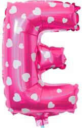 Flippy Balon Folie Metalizata Litera E, Flippy, 40 cm, Cu Imprimeu Inimioare, Umflati cu Heliu sau Aer, Ambalaj Individual, Pai inclus, Roz (teo-129589)