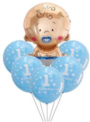 Flippy Set 4 baloane latex 1 Birthday, 1 balon folie baby boy, 71 cm (teo-129948)