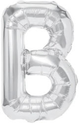 Flippy Balon Folie Metalizata Litera B, Flippy, 80 cm, Umflati cu Heliu sau Aer, Ambalaj Individual, Pai inclus, Argintiu (teo-129456)