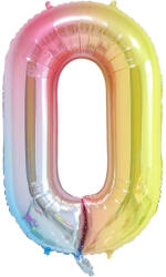 Flippy Balon din Folie Metalizata Gradient Flippy, Figurina Cifra, Tema Aniversare 100 cm, Ambalaj Individual, Pai inclus, Umflare cu Aer sau Heliu, Multicolor, Cifra 0 (teo-127086)