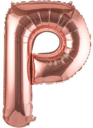 Flippy Balon Folie Metalizata Litera P, Flippy, 100 cm, Umflati cu Heliu sau Aer, Ambalaj Individual, Pai inclus, Rose Gold (teo-129418)