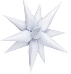 Flippy Balon din Folie Metalizata, Flippy, Figurina Stea 3D, 66 cm, Ambalaj Individual, Pai inclus, Umflare cu Aer sau Heliu, Alb (teo-131188)