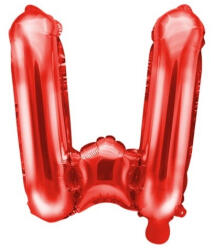 Flippy Balon Folie Metalizata Litera W, Flippy, 40 cm, Umflati cu Heliu sau Aer, Ambalaj Individual, Pai inclus, Rosu (teo-129399)