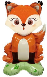 Flippy Balon din Folie Metalizata, Flippy, Mini Figurine Animalute, Model Vulpe, Tematica Aniversare, 35x61 cm, Ambalaj Individual, Pai Inclus, Umflare cu Aer sau Heliu, Multicolor (teo-127450)
