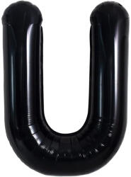Flippy Balon Folie Metalizata Litera U, Flippy, 40 cm, Umflati cu Heliu sau Aer, Ambalaj Individual, Pai inclus, Negru (teo-129371)