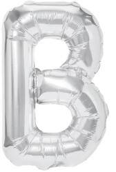 Flippy Balon Folie Metalizata Litera B, Flippy, 40 cm, Umflati cu Heliu sau Aer, Ambalaj Individual, Pai inclus, Argintiu (teo-127216)