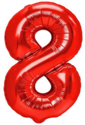 Flippy Balon din Folie Metalizata Flippy, Figurina Cifra, Tema Aniversare 40 cm, Ambalaj Individual, Pai inclus, Umflare cu Aer sau Heliu, Rosu, Cifra 8 (teo-129174)