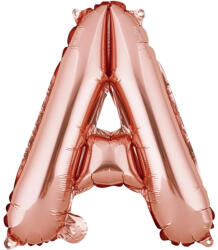 Flippy Balon Folie Metalizata Litera A, Flippy, 40 cm, Umflati cu Heliu sau Aer, Ambalaj Individual, Pai inclus, Rose Gold (teo-127241)