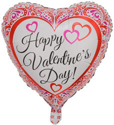 Flippy Balon din Folie Metalizata, Flippy, Figurina Inimioara, Model Happy Valentine 039; s Day, Tematica Iubire, 45 cm, Ambalaj Individual, Pai Inclus, Umflare cu Aer sau Heliu, Rosu (teo-127521)