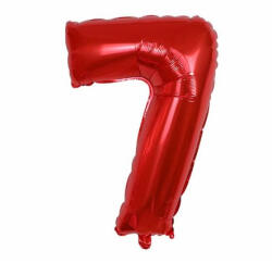 Flippy Balon din Folie Metalizata Flippy, Figurina Cifra, Tema Aniversare 80 cm, Ambalaj Individual, Pai inclus, Umflare cu Aer sau Heliu, Rosu, Cifra 7 (teo-129143)